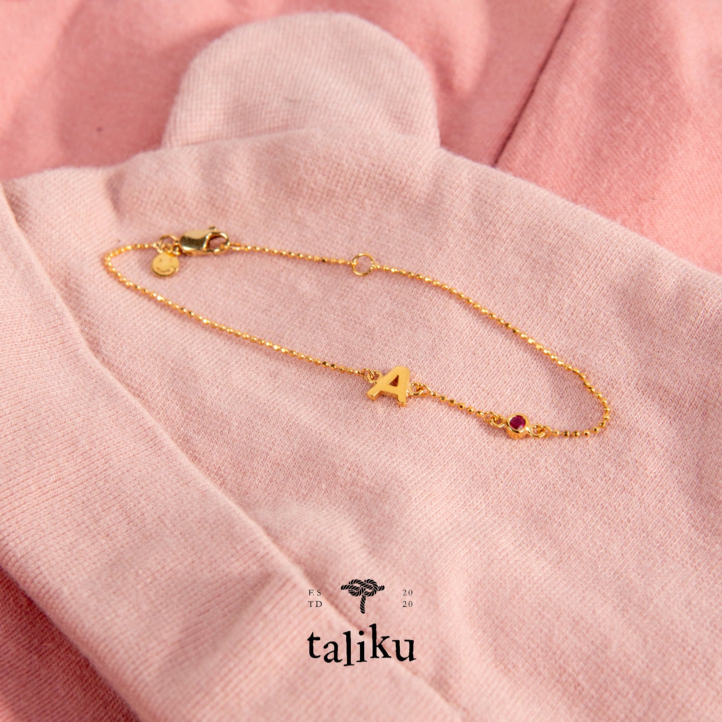 Taliku Alphabet Bezel Birthstone Bracelet 18k Yellow Gold