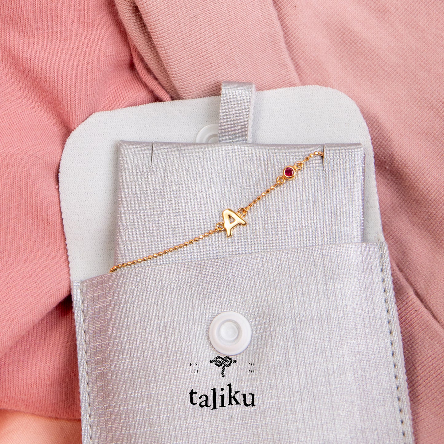 Taliku Alphabet Bezel Birthstone Bracelet 18k White Gold