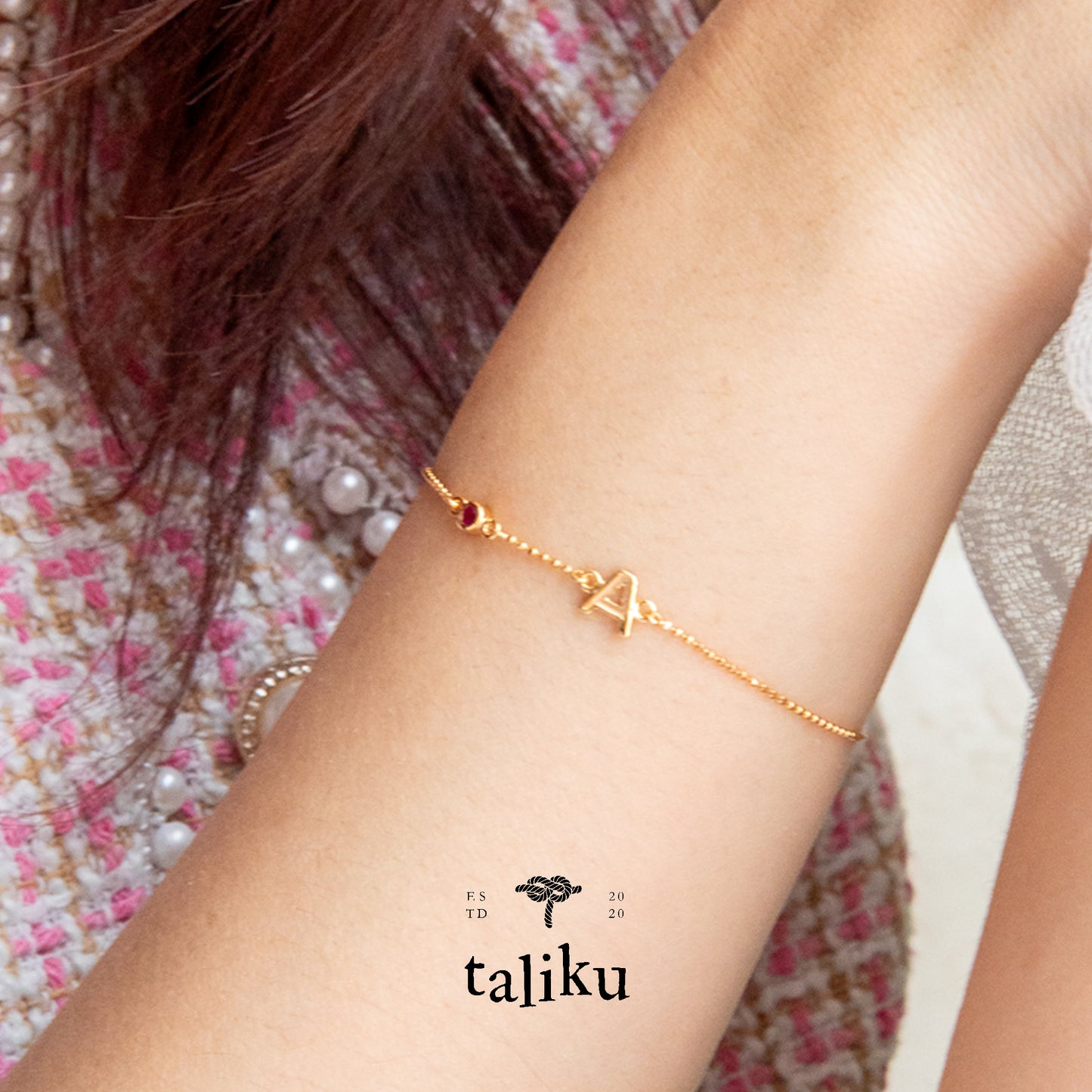 Taliku Alphabet Bezel Birthstone Bracelet 18k Yellow Gold