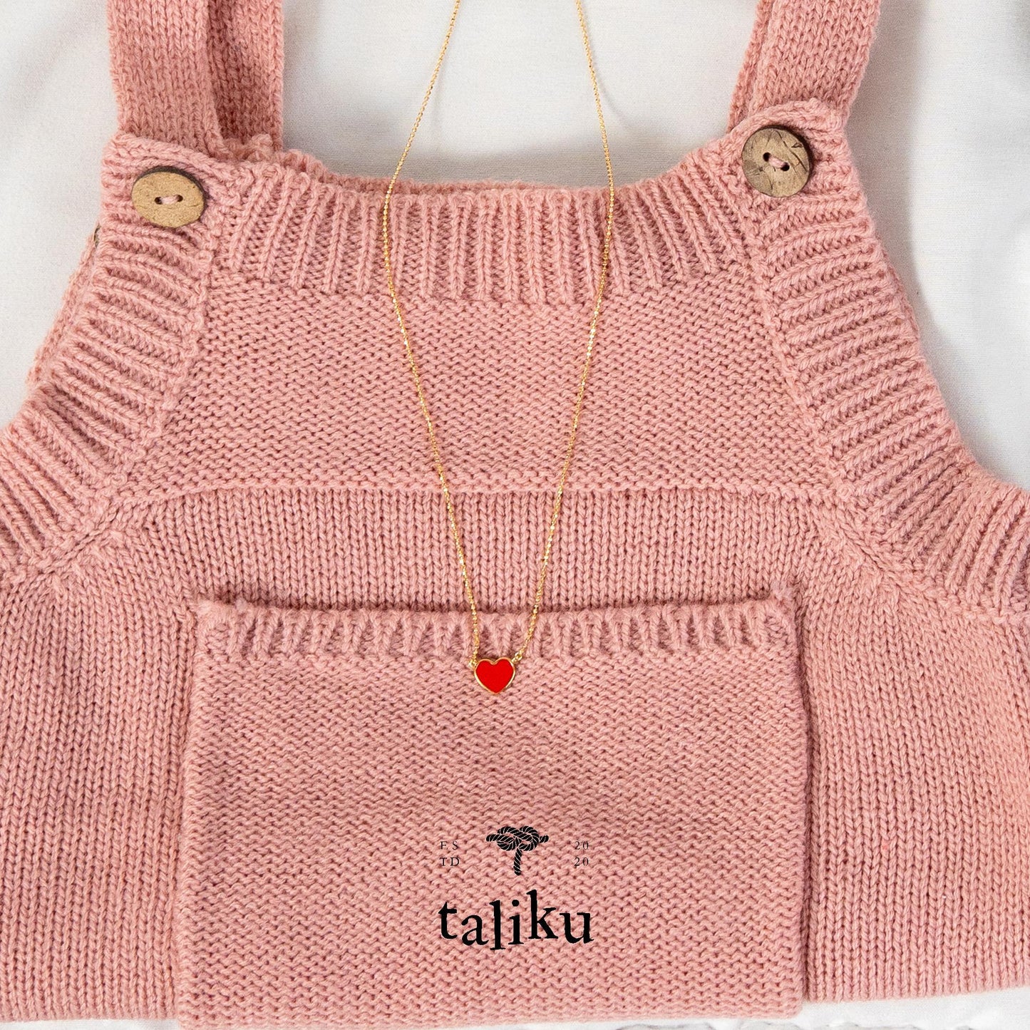 Taliku Heart Enamel Necklace 18k Rose Gold