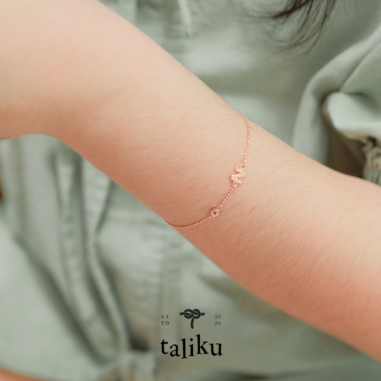 Taliku Alphabet Bezel Birthstone Bracelet 18k Rose Gold