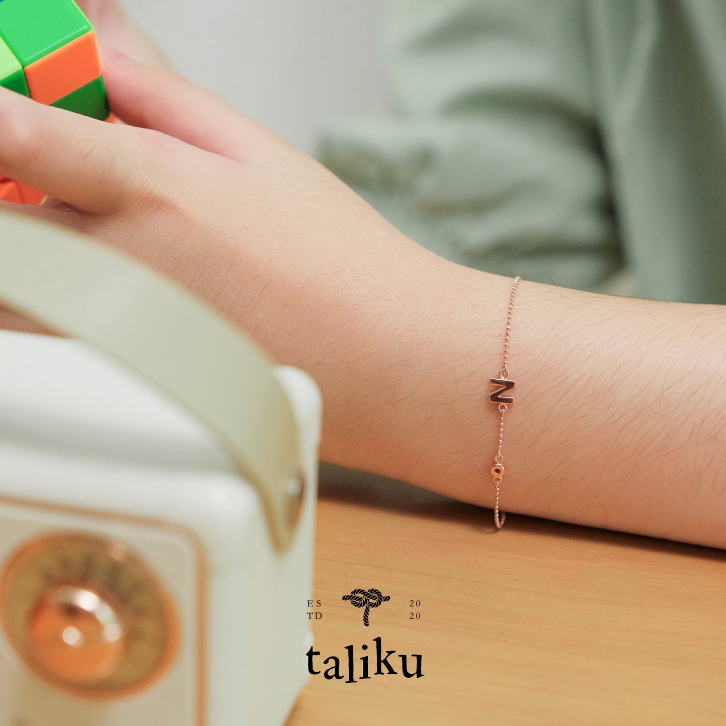 Taliku Alphabet Bezel Birthstone Bracelet 18k Rose Gold