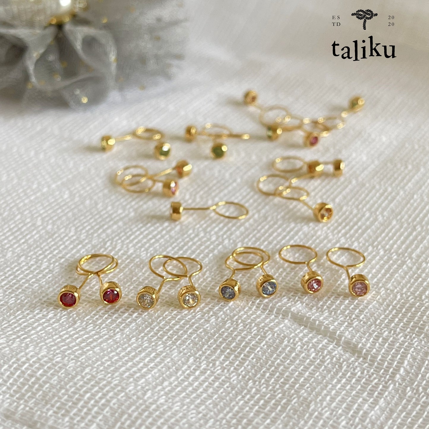Taliku Mini Bezel Birthstone Round Loop