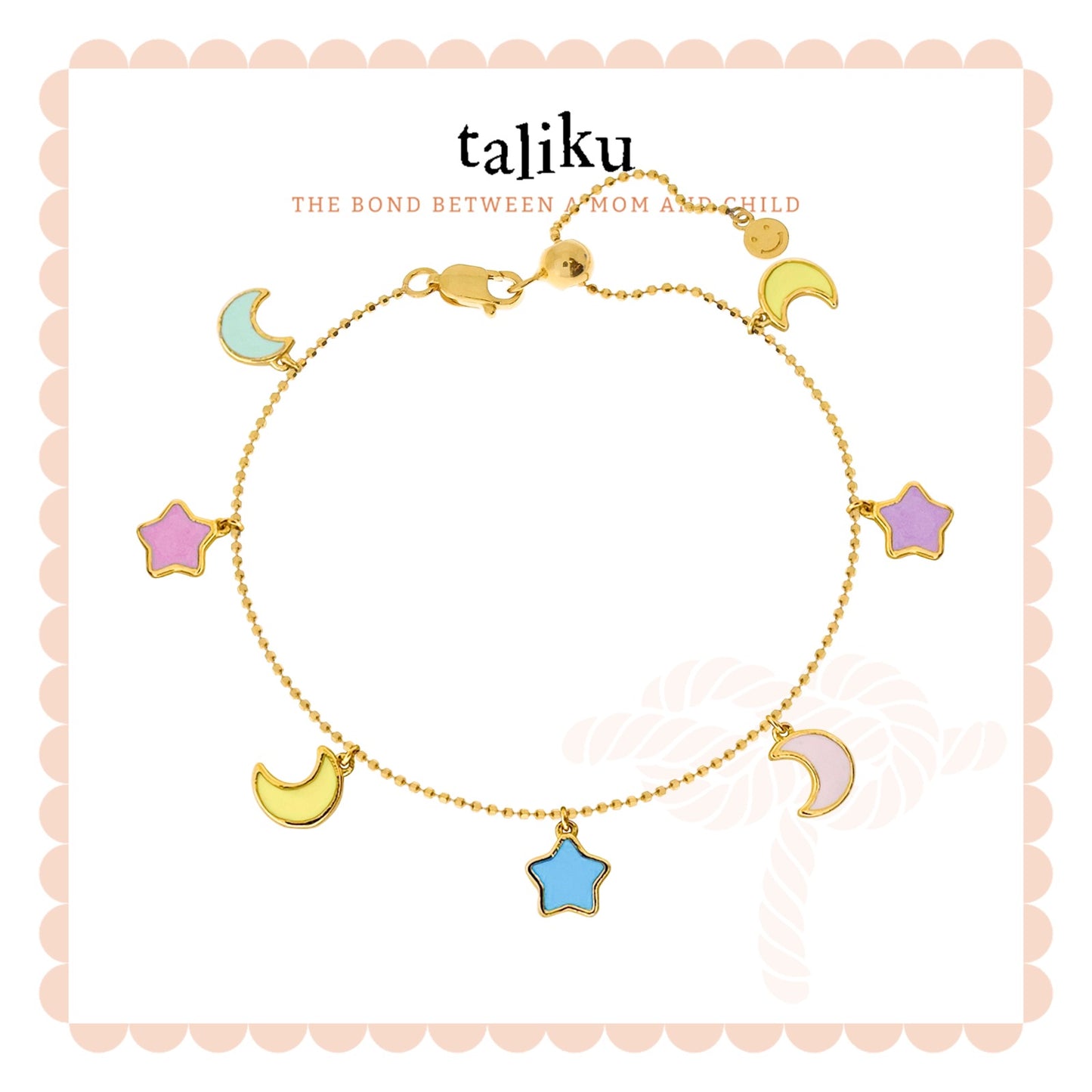 Taliku Twinkle Twinkle Moon And Stars Adjustable Bracelet 18K