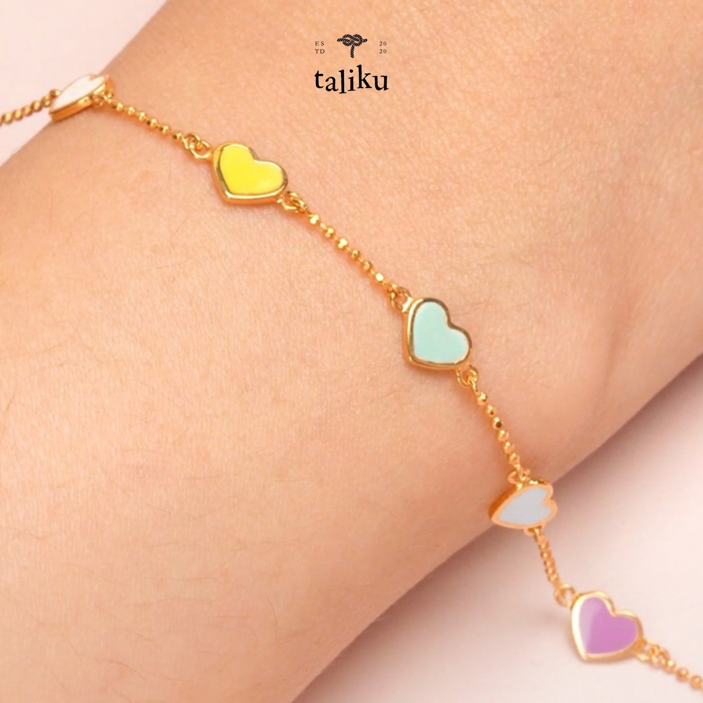 Taliku Colorful Hearts Bracelet 18k