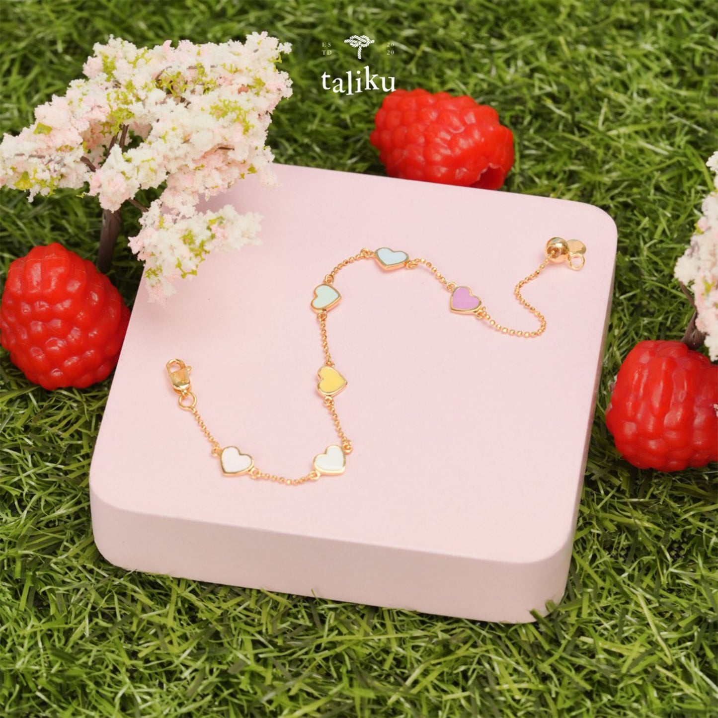 Taliku Colorful Hearts Bracelet 18k