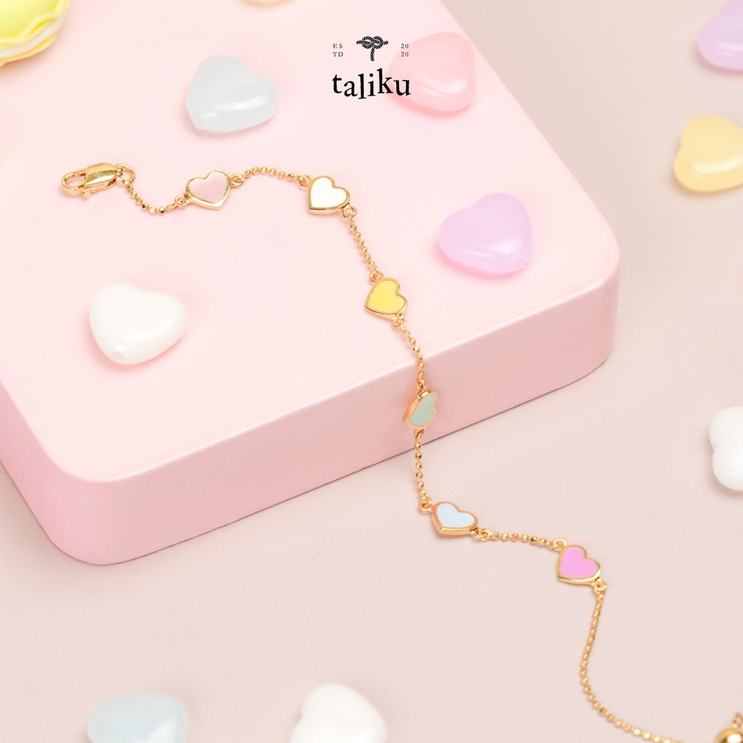 Taliku Colorful Hearts Bracelet 18k