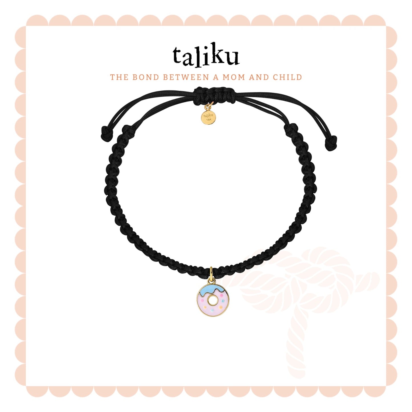 Taliku Sprinkle Donut With Silk Cord 18k