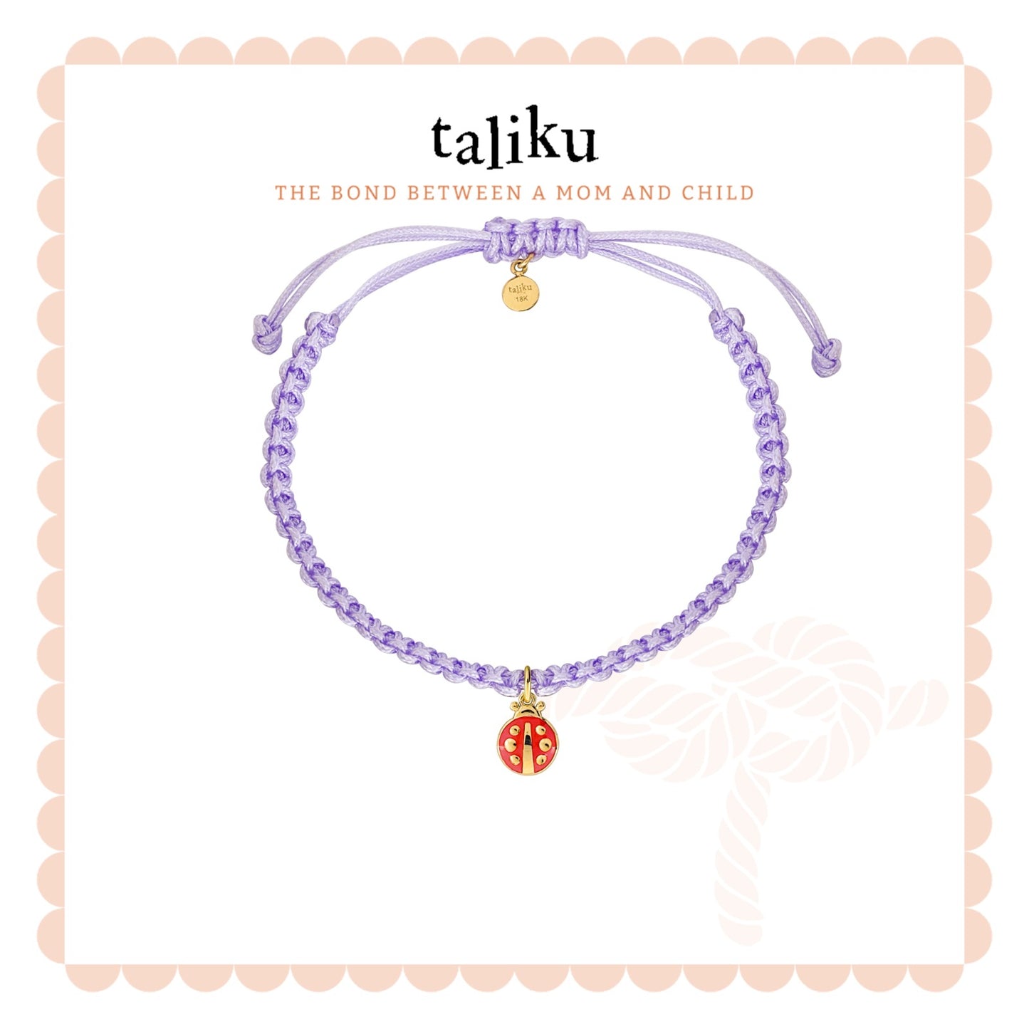 Taliku Ladybug With Silk Cord 18k