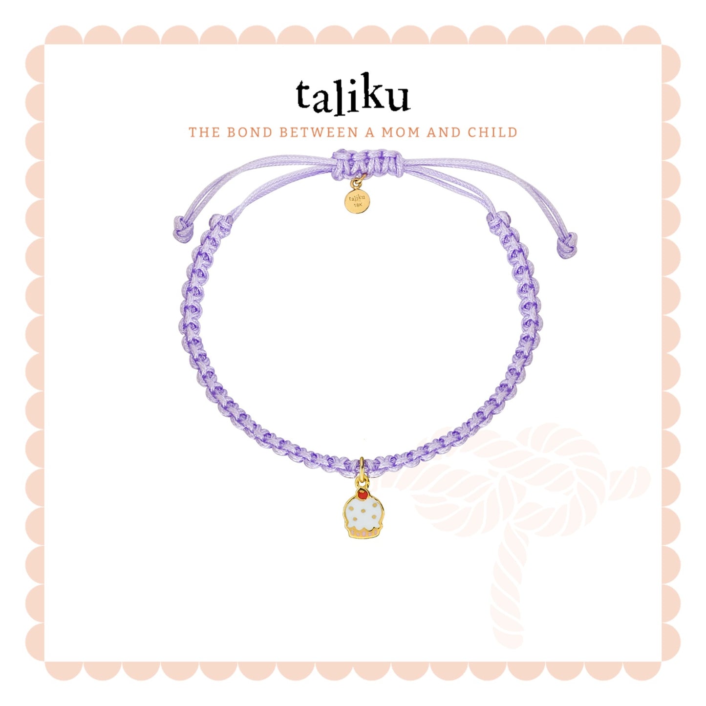 Taliku Sprinkle Cupcake With Silk Cord 18k