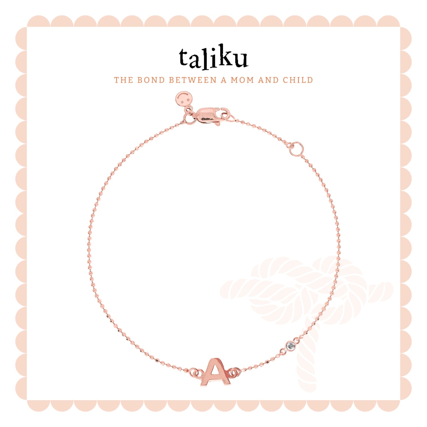 Taliku Alphabet Bezel Birthstone Bracelet 18k Rose Gold