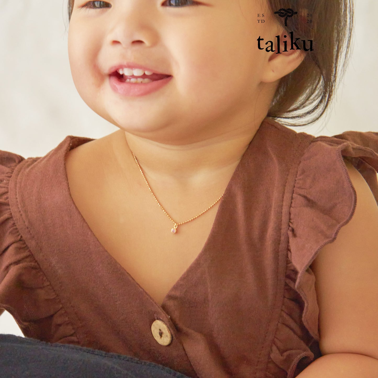 Taliku Birthstone Mini Bezel Dangle Necklace 18k Yellow Gold