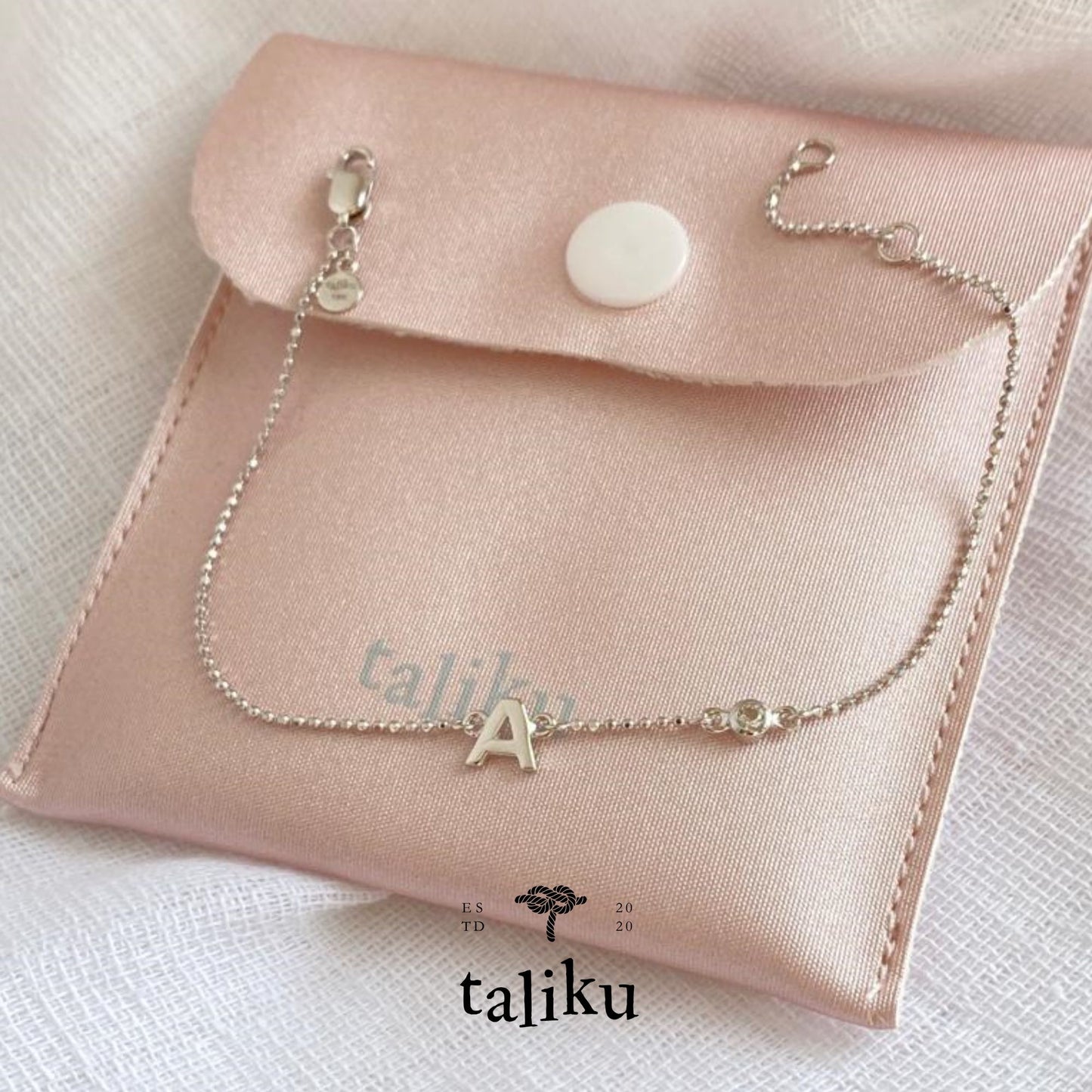 Taliku Alphabet Bezel Birthstone Bracelet 18k Rose Gold