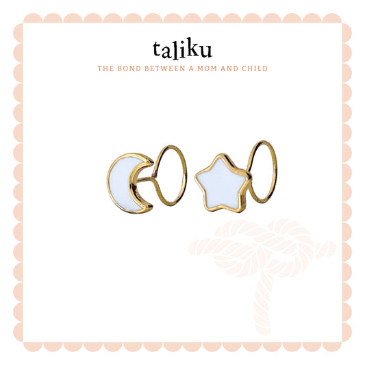 Taliku Luna And Star Round Loop 18K