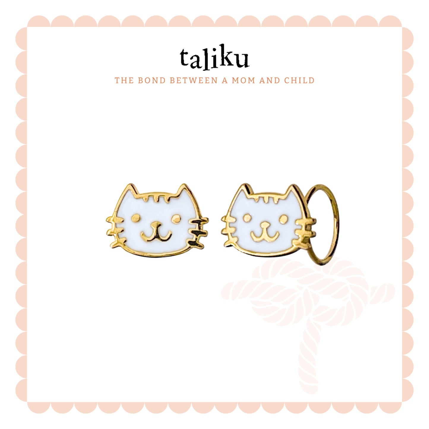 Taliku Cutey Cat Round Loop 18K