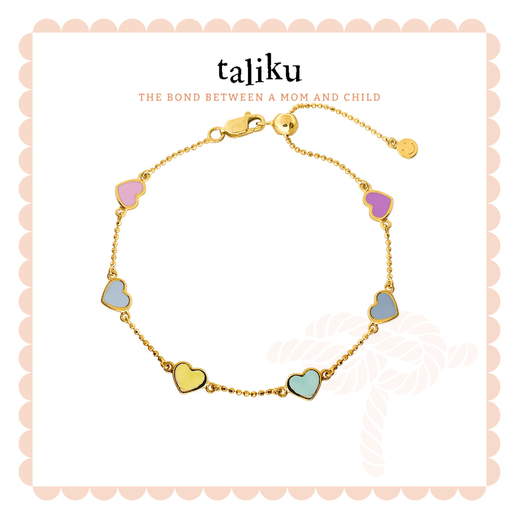 Taliku Colorful Hearts Bracelet 18k