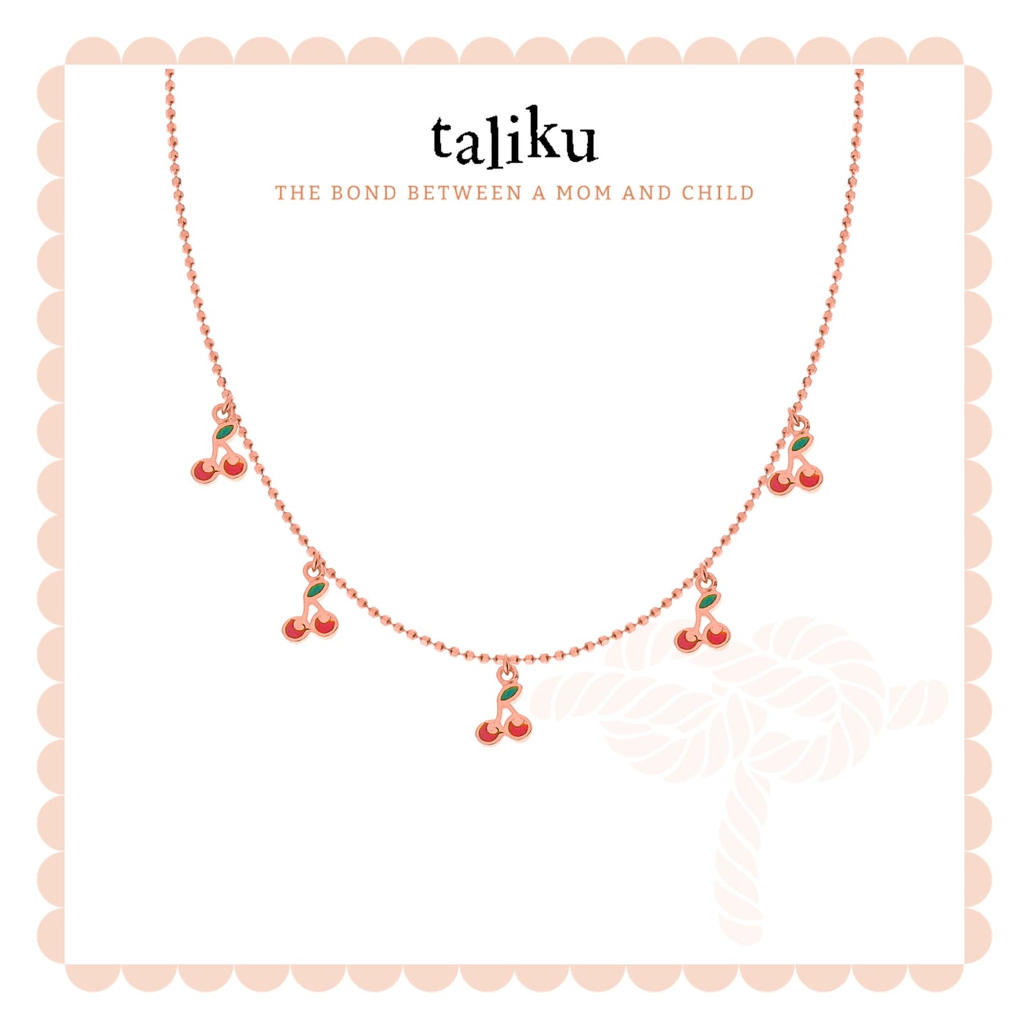 Taliku 5 Sweet Cherry Chain Necklace 18K Rose Gold