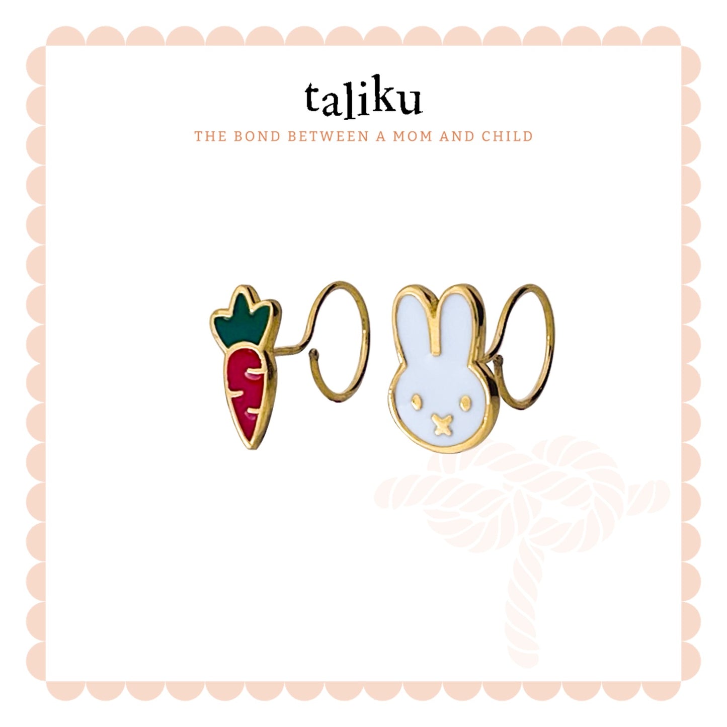 Taliku Baby Rabbit And Carrot Round Loop 18K