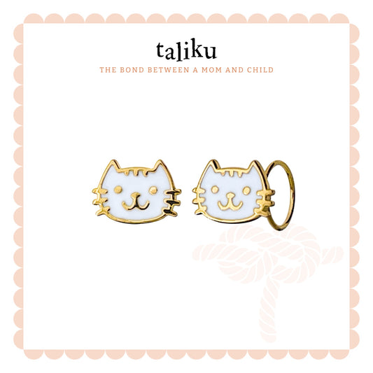Taliku Cutey Cat Round Loop 18K