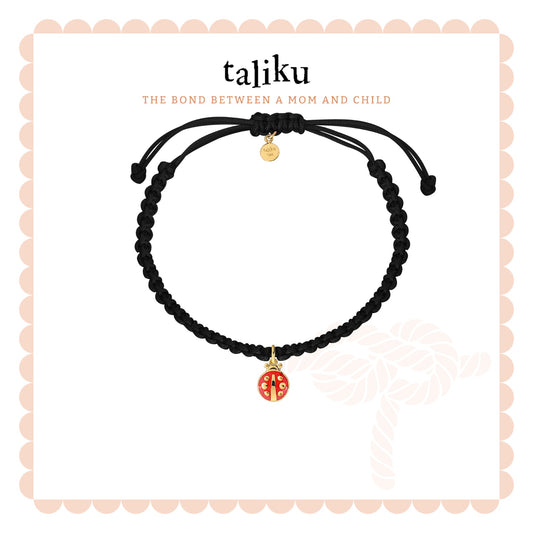 Taliku Ladybug With Silk Cord 18k
