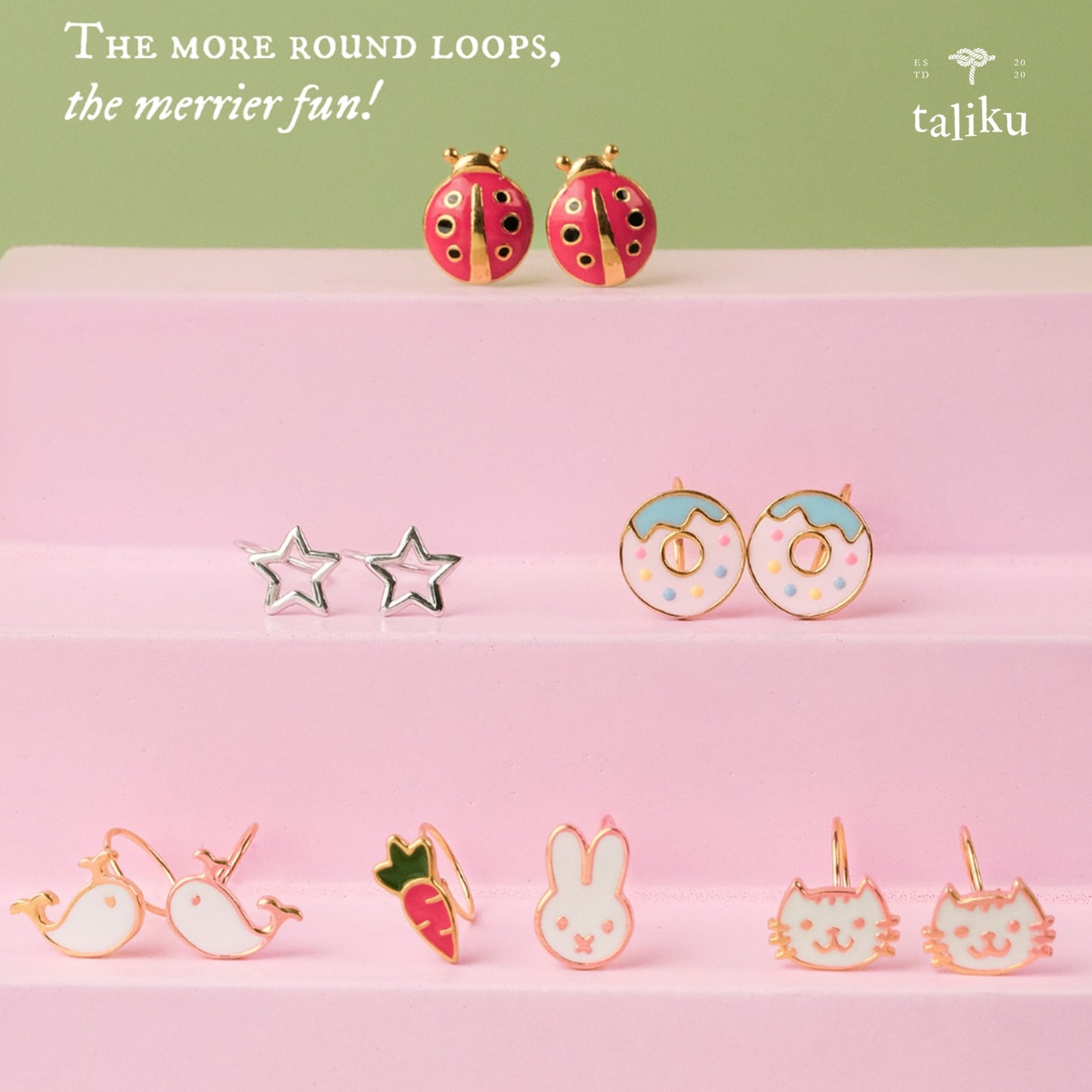 Taliku Cutey Cat Round Loop 18K