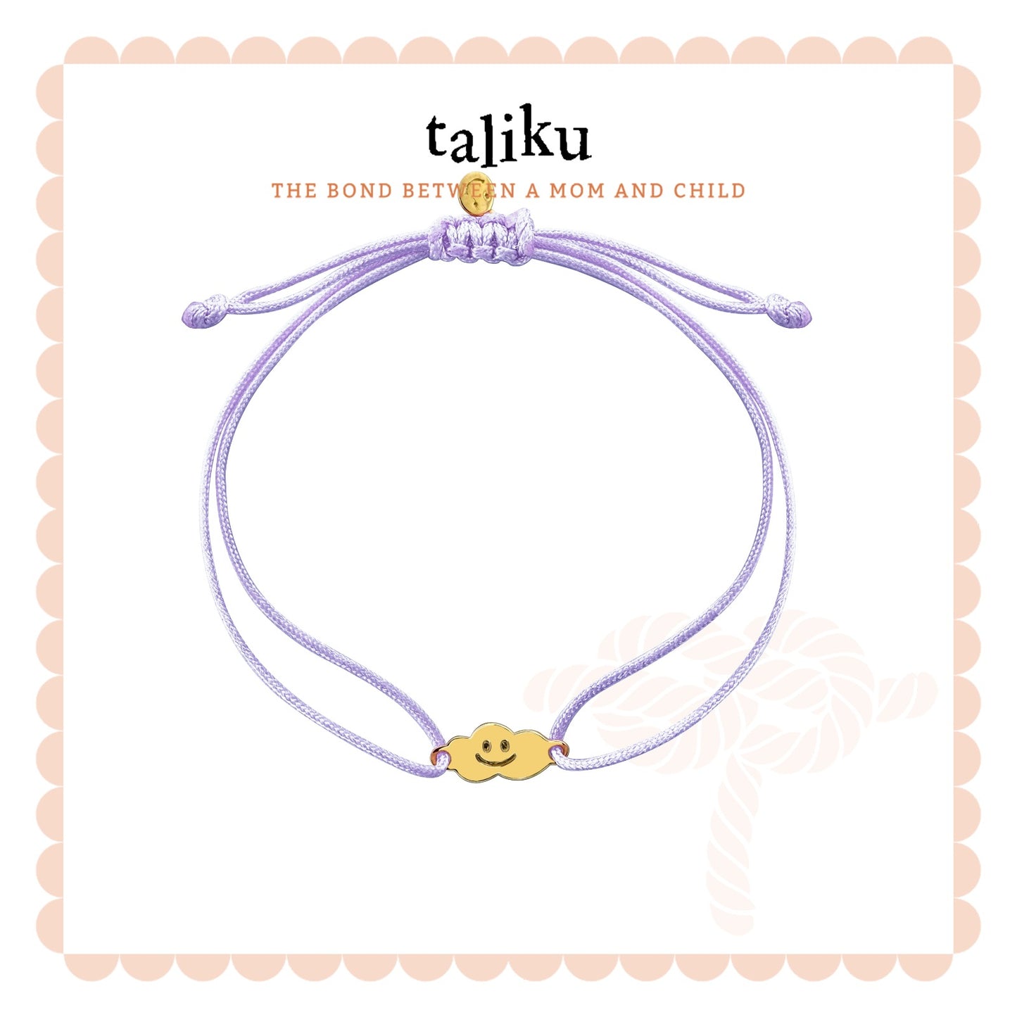 Taliku Smiling Cloud With Silk Cord 18k