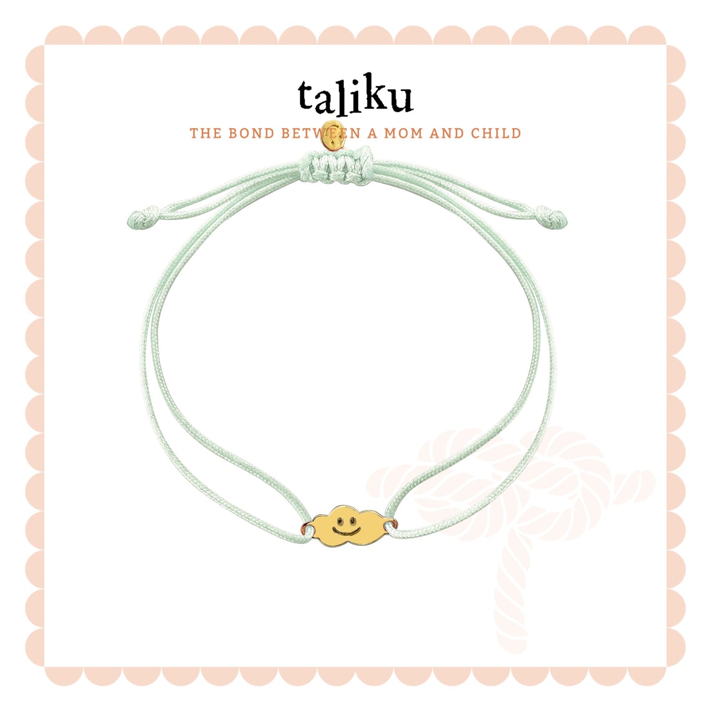 Taliku Smiling Cloud With Silk Cord 18k