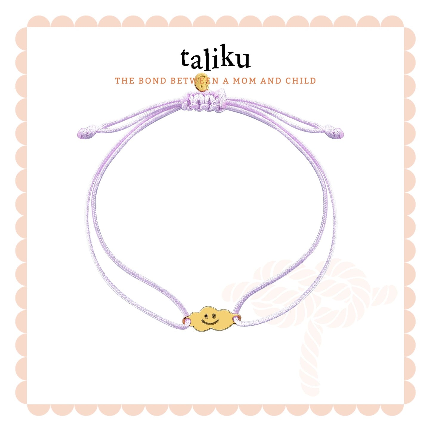 Taliku Smiling Cloud With Silk Cord 18k