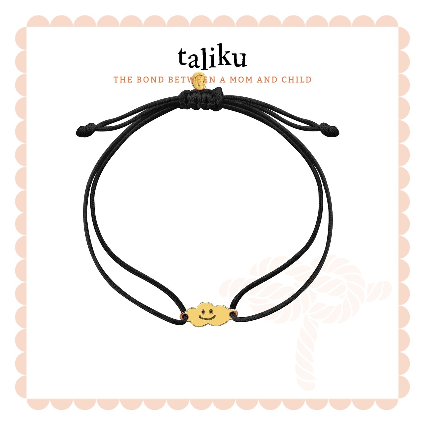 Taliku Smiling Cloud With Silk Cord 18k