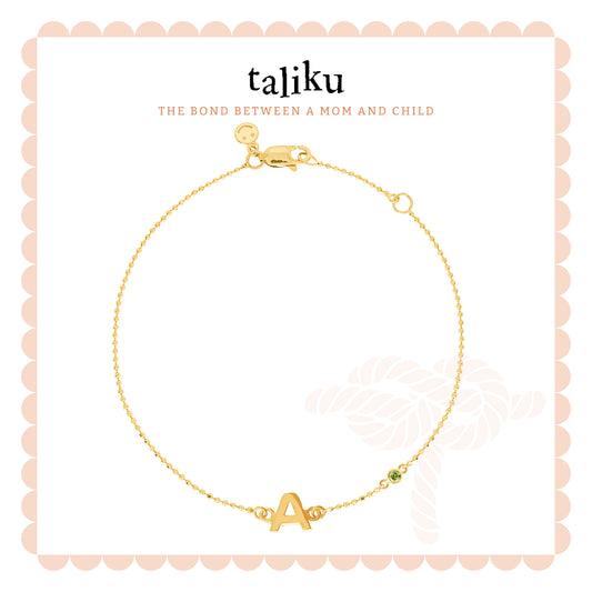 Taliku Alphabet Bezel Birthstone Bracelet 18k