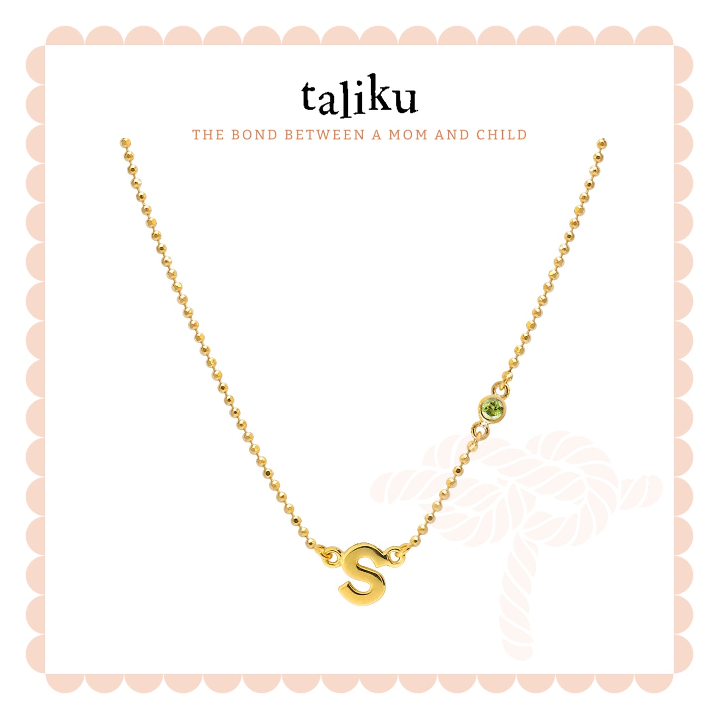 Taliku Alphabet Bezel Birthstone Necklace 18k Yellow Gold