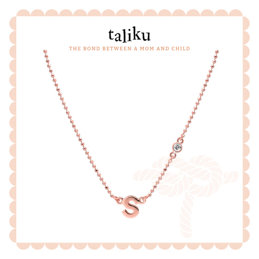 Taliku alphabet bezel birthstone necklace 18K Rose Gold