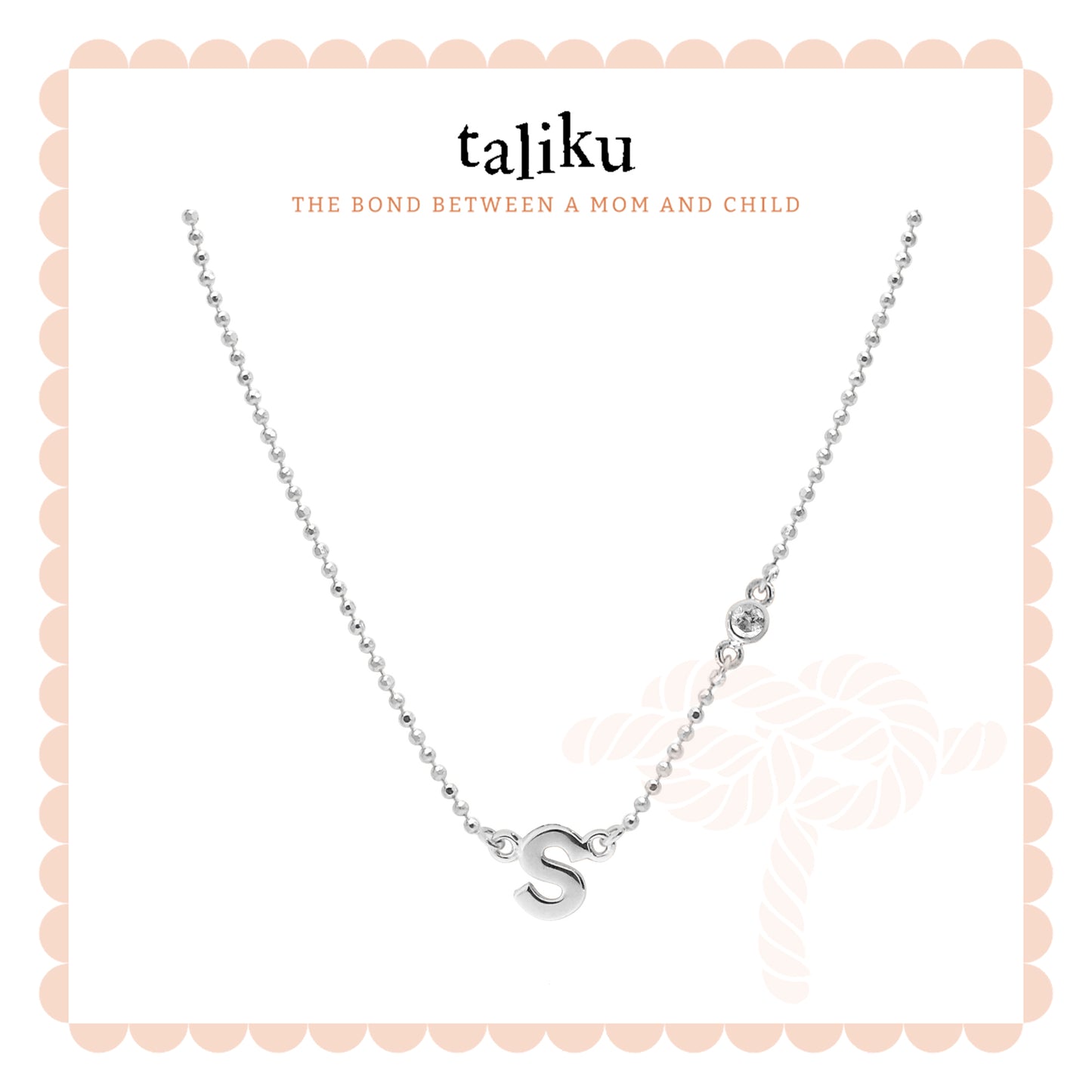 Taliku Alphabet Bezel Birthstone Necklace 18k White Gold