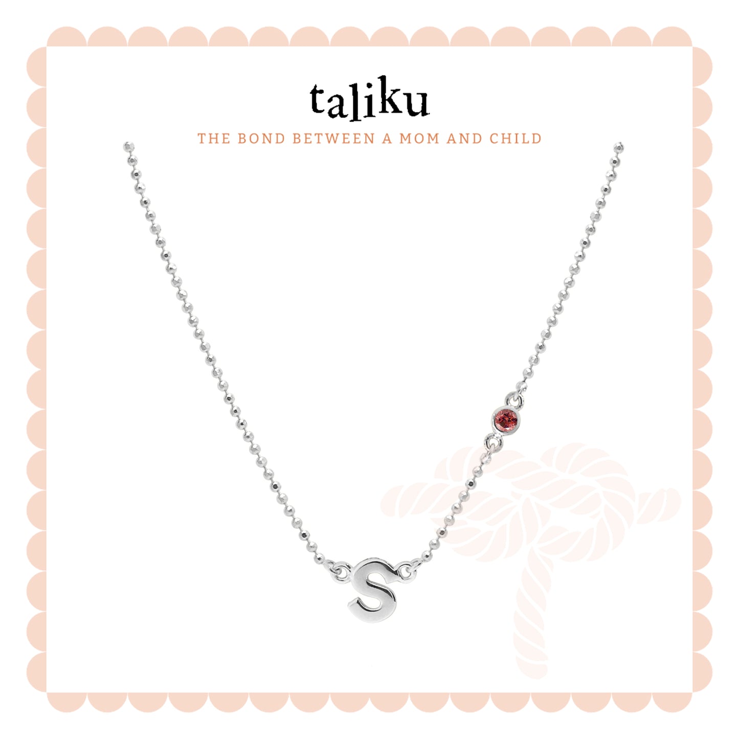 Taliku Alphabet Bezel Birthstone Necklace 18k White Gold