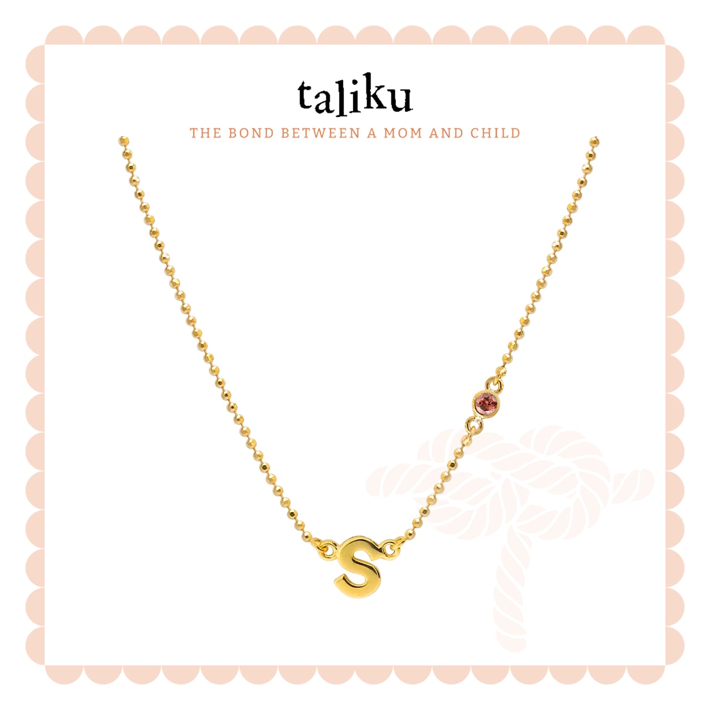 Taliku Alphabet Bezel Birthstone Necklace 18k Yellow Gold