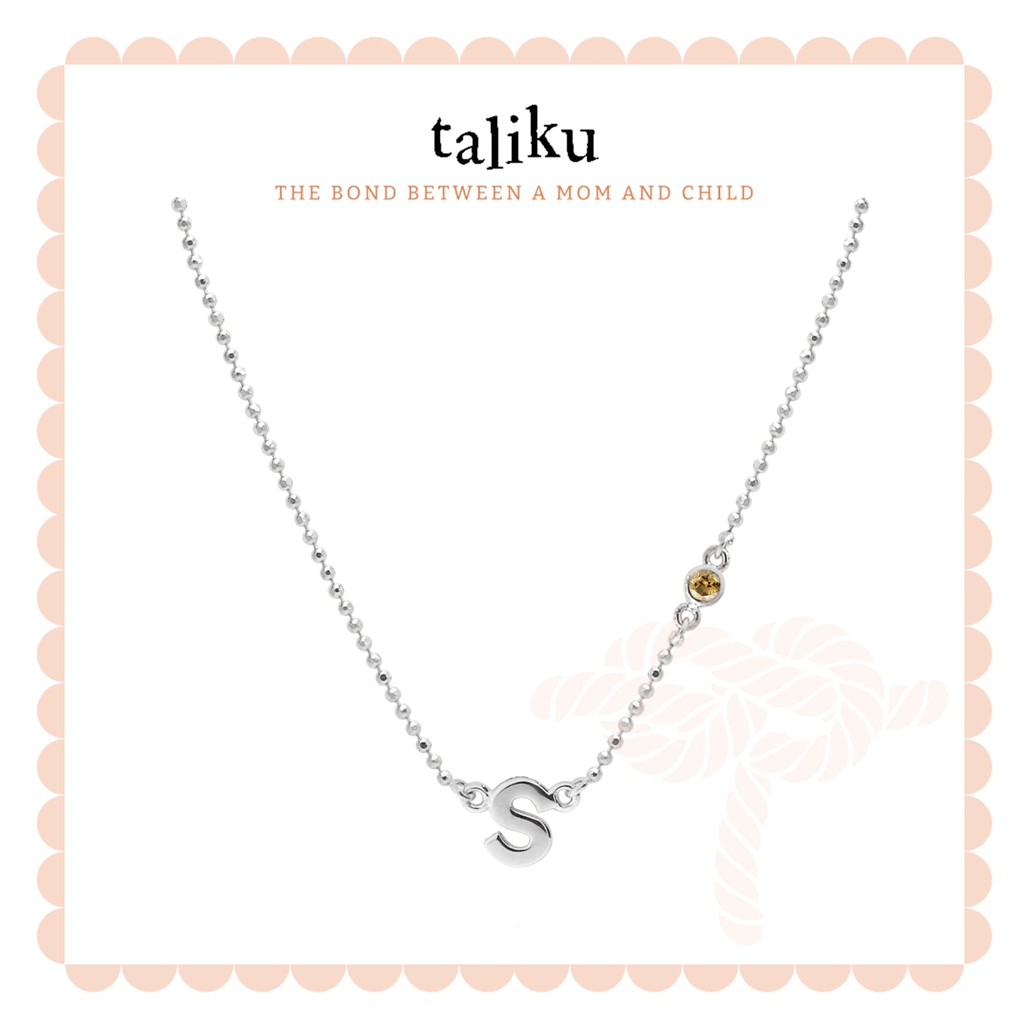 Taliku Alphabet Bezel Birthstone Necklace 18k White Gold