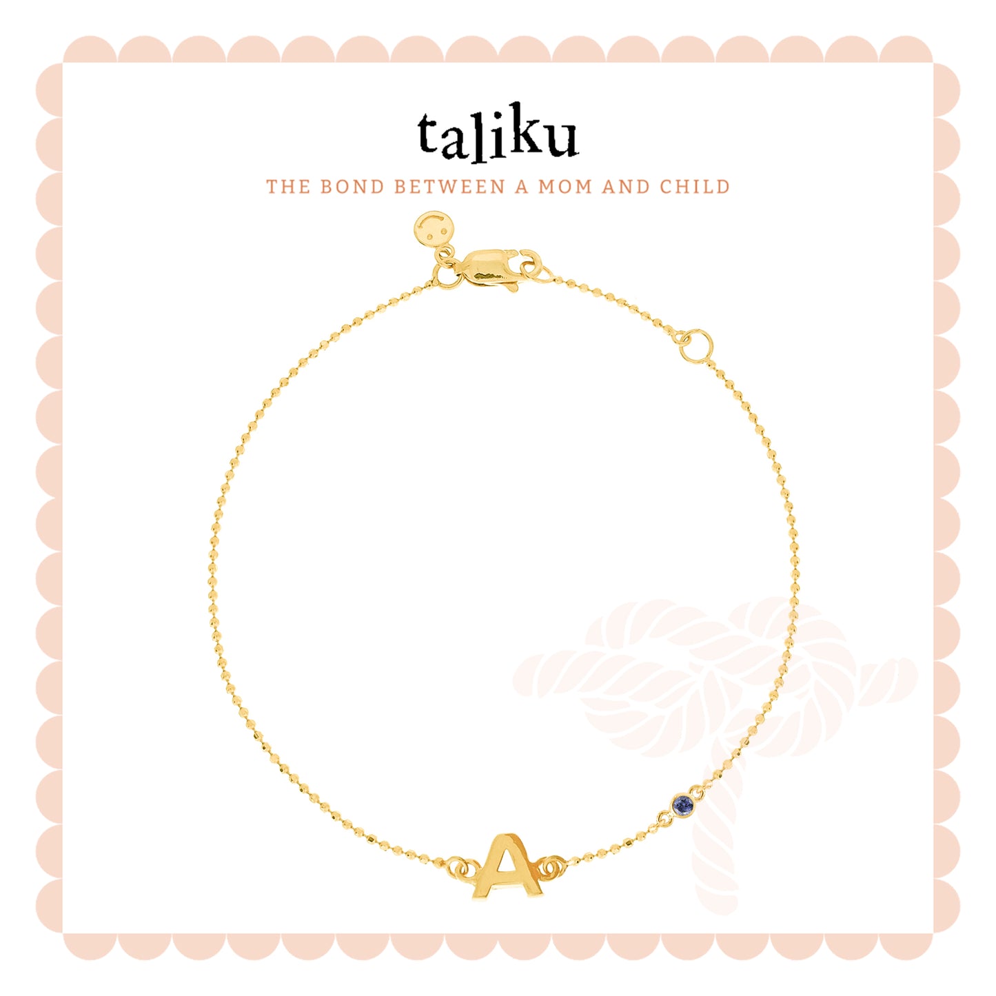 Taliku Alphabet Bezel Birthstone Bracelet 18k