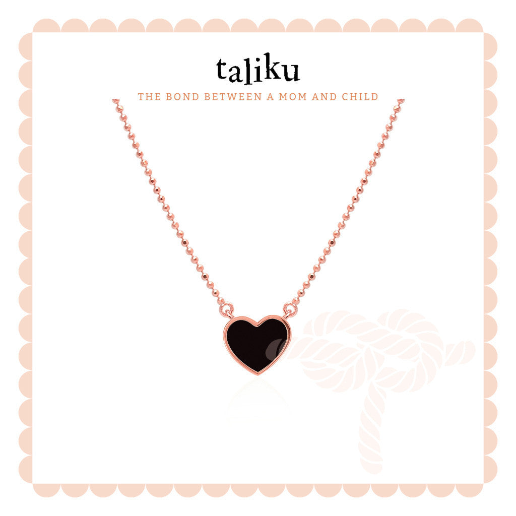 Taliku Heart Enamel Necklace 18k Rose Gold
