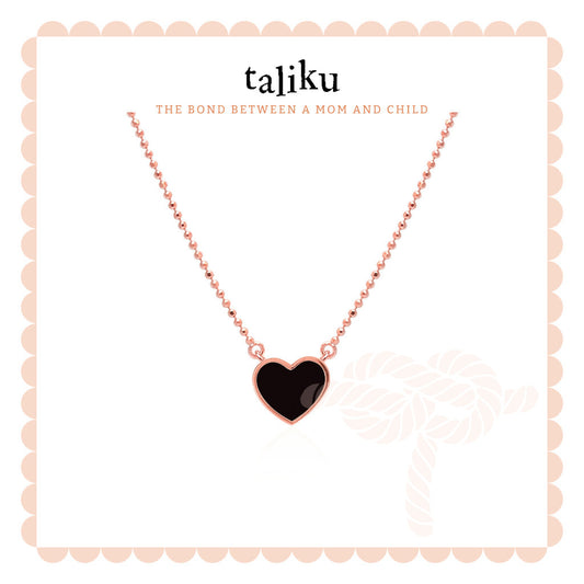 Taliku Heart Enamel Necklace 18k Rose Gold