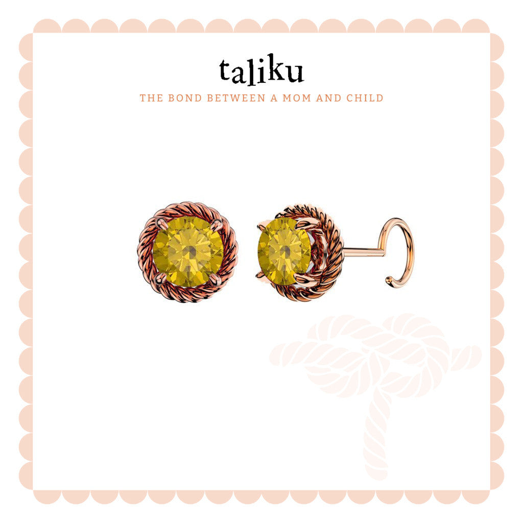 Taliku Circlet Solitaire Round Loop Birthstone 18K