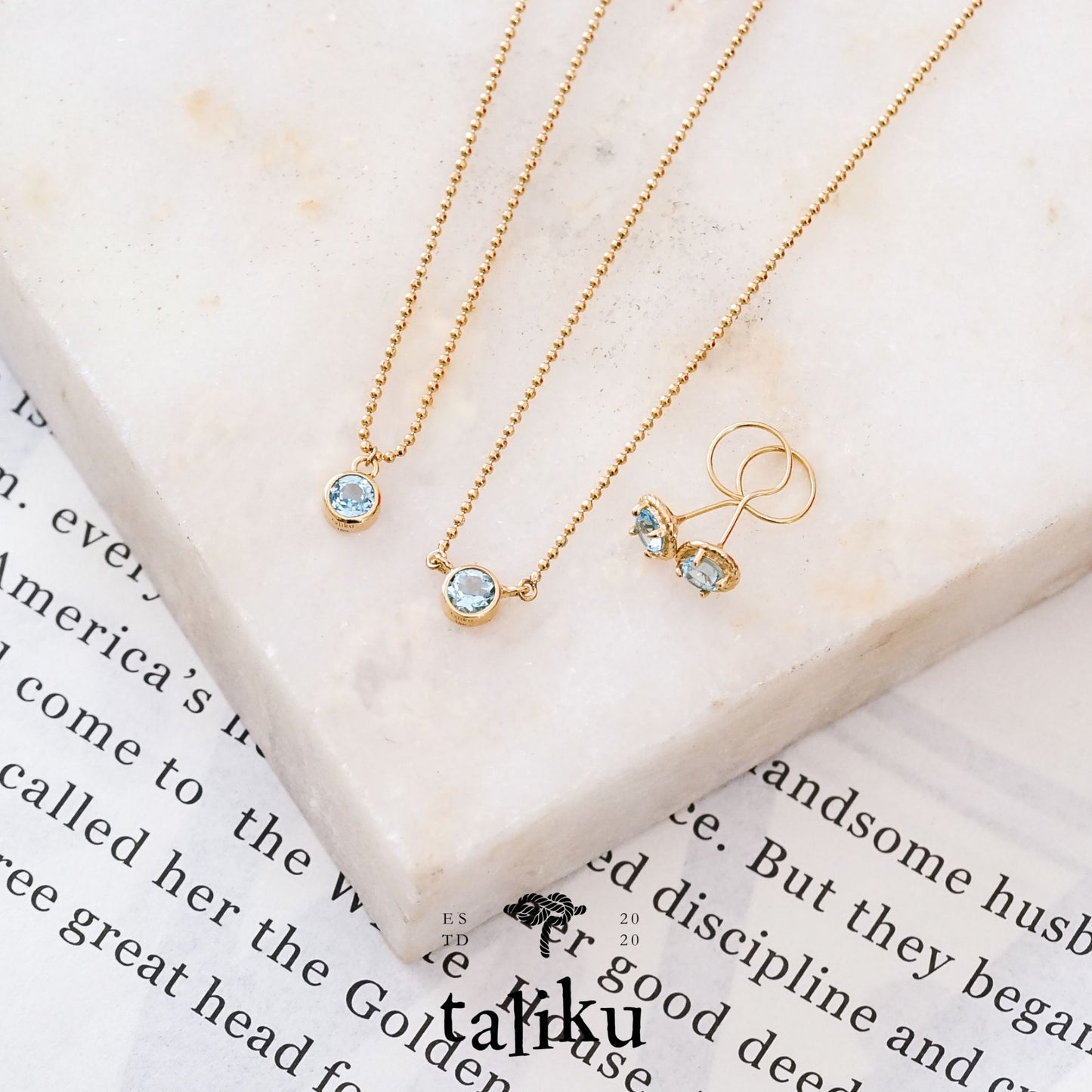 Taliku Birthstone Mini Bezel Necklace 18K Yellow Gold