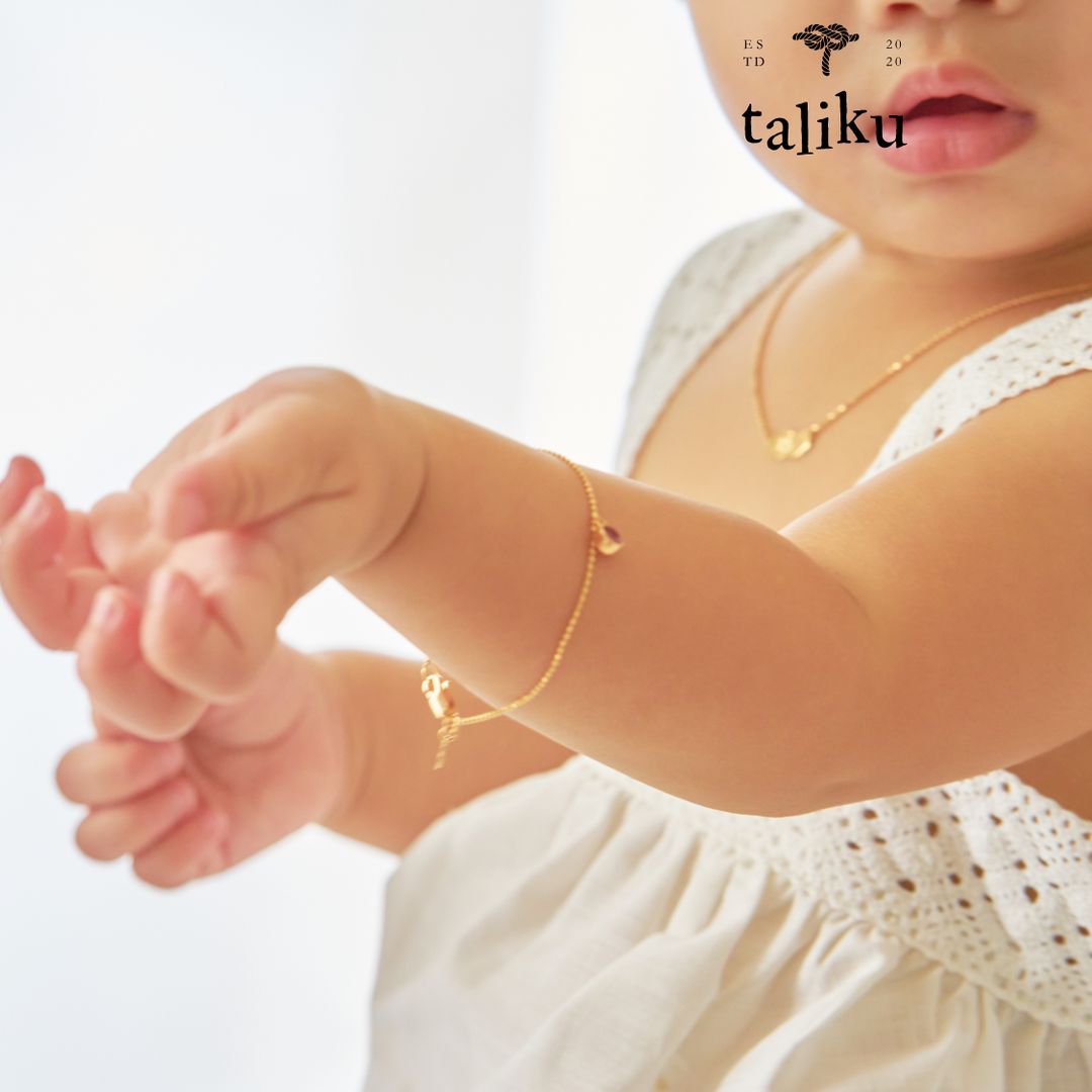 Taliku Birthstone Mini Bezel Dangle Bracelet 18K Yellow Gold